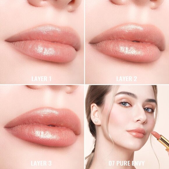 🆕 Metallic Shine Nude Lipstick Moisturizing Creamy Formula Vegan Full-Coverage - Picture 4 of 8